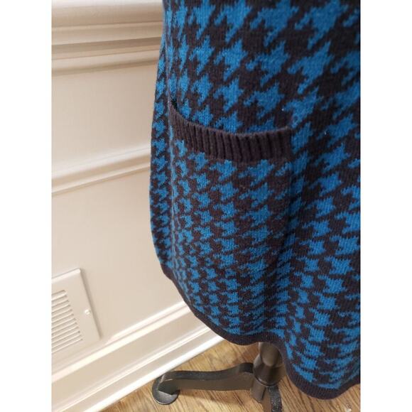 Style & Co. Women's Blue Knit Houndstooth Short Sleeve V Neck Sweater Dress XL - Picture 6 of 15